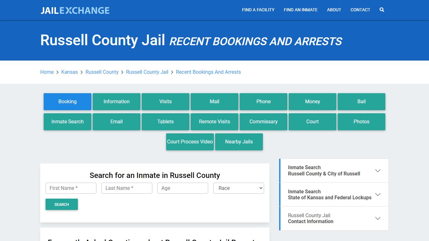 Russell County Jail KS Recent Arrests and Bookings - Jail Exchange