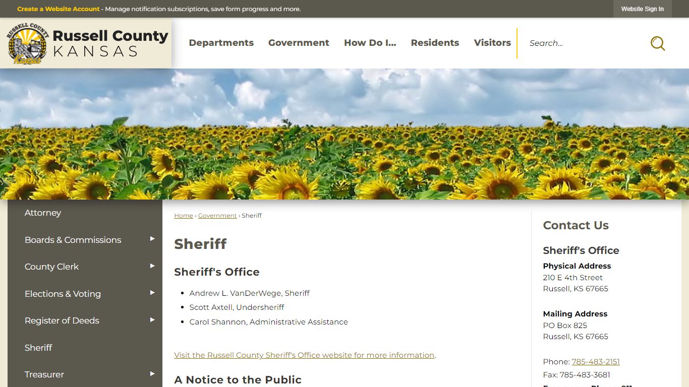 Sheriff | Russell County, KS